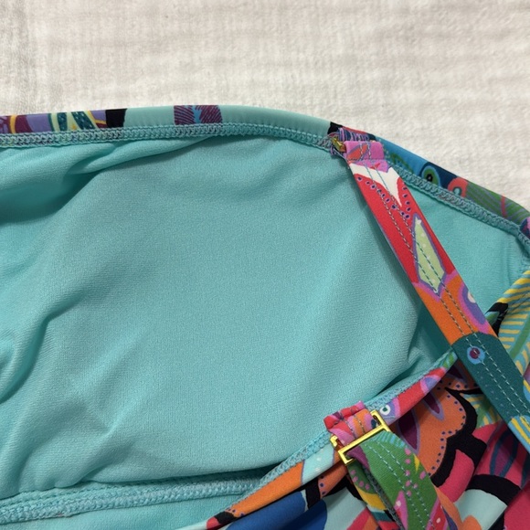 BLEU ROD BEATTIE one shoulder shirred swimsuit. One piece. floral size 12. - Picture 5 of 7